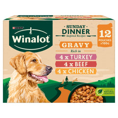 WINALOT Sunday Dinner Mixed in Gravy Dog Food 12x100g (Pack of 4)