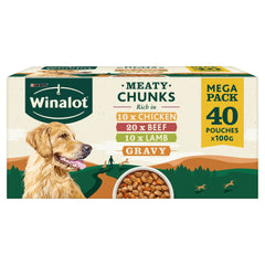 WINALOT Meaty Chunks Mixed in Gravy Dog Food 40x100g (Pack of 1)