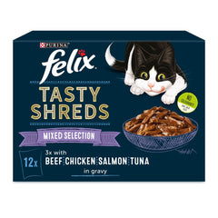 FELIX Tasty Shreds Mixed Selection in Gravy Cat Food 12x80g (Pack of 4)