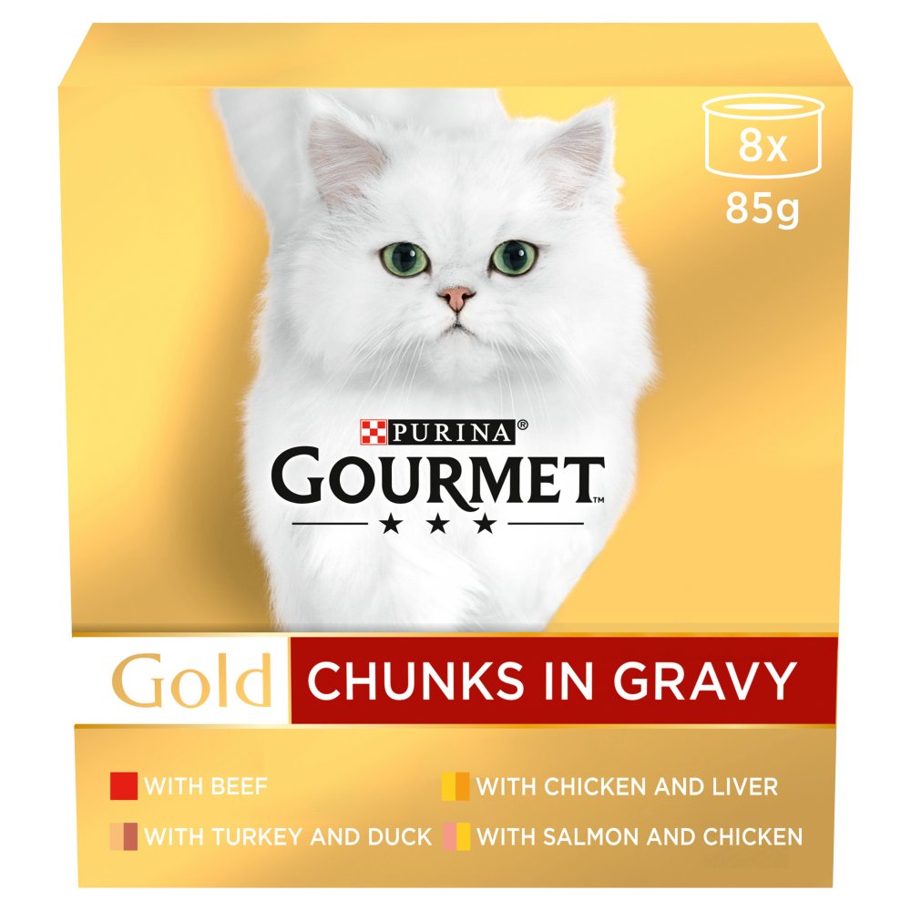 GOURMET Gold Chunks in Gravy Cat Food 8x85g (Pack of 6)