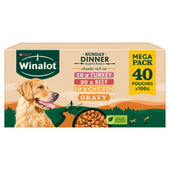 WINALOT Sunday Dinner Mixed in Gravy Dog Food 40x100g (Pack of 1)