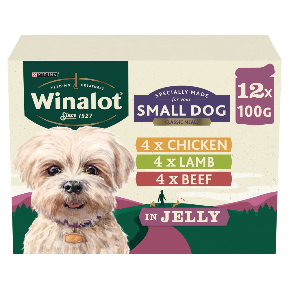 WINALOT Meaty Chunks Small Dog Mixed in Jelly Dog Food 12x100g (Pack of 1)