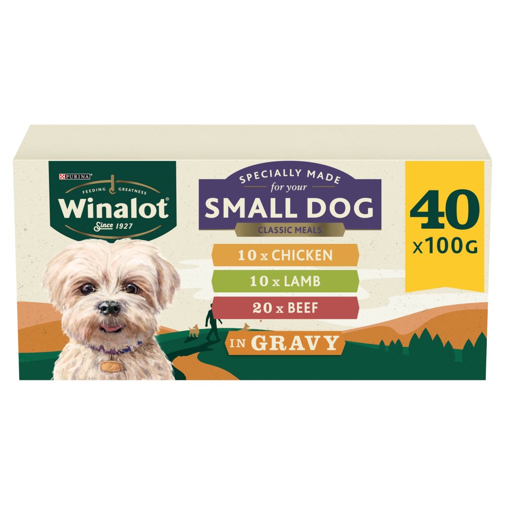 WINALOT Meaty Chunks Small Dog Mixed in Gravy Dog Food 40x100g (Pack of 1)