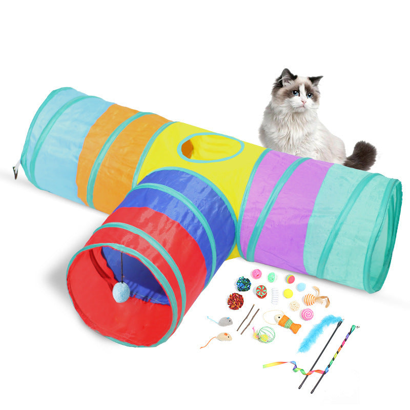 Cat Ring Paper Three Tunnel Smart Toy Barrel Folding Passageway Manufacturer Pet Products