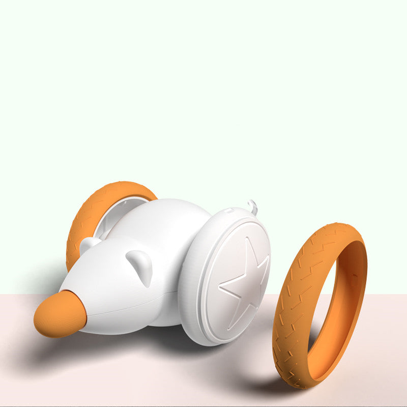 Cat Toy, Electric Mouse (Relieves Stress and Lack of Exercise) Cat, Cat, Pet Toy, Automatic, Comes with Rat Sound, Tail with LED Light, USB Rechargeable, Safe Material, Indoor (Orange Color)