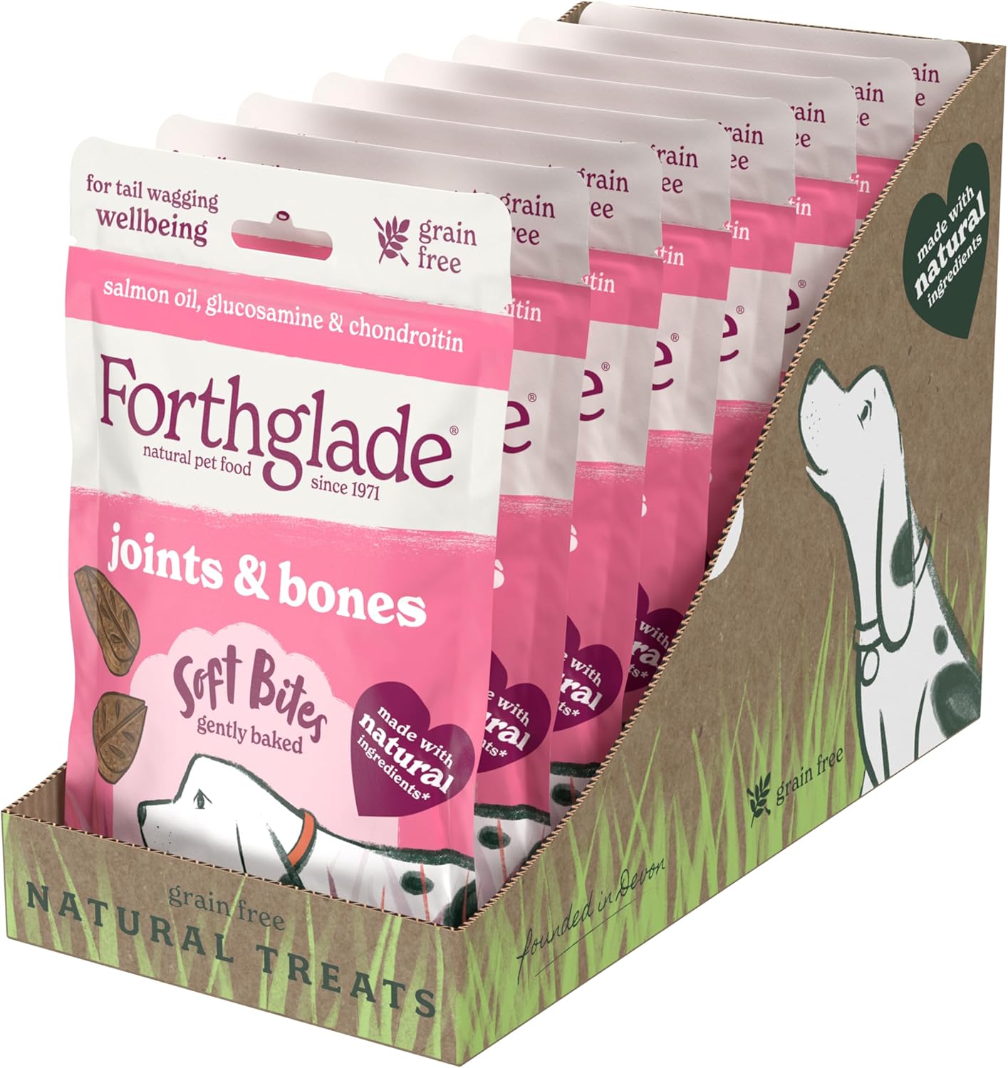 Forthglade Joints & Bones Natural Treats for Dogs Salmon Oil, Glucosamine & Chondroitin 90g (Pack of 8)