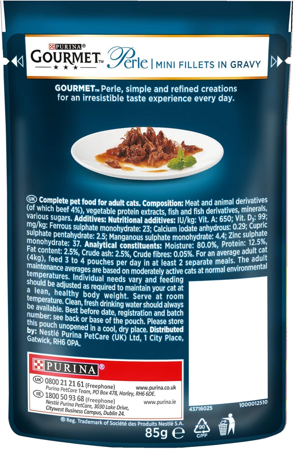 GOURMET Perle Mini Fillets in Gravy Beef Cat Food 85g (Pack of 26) - Hungry Tails