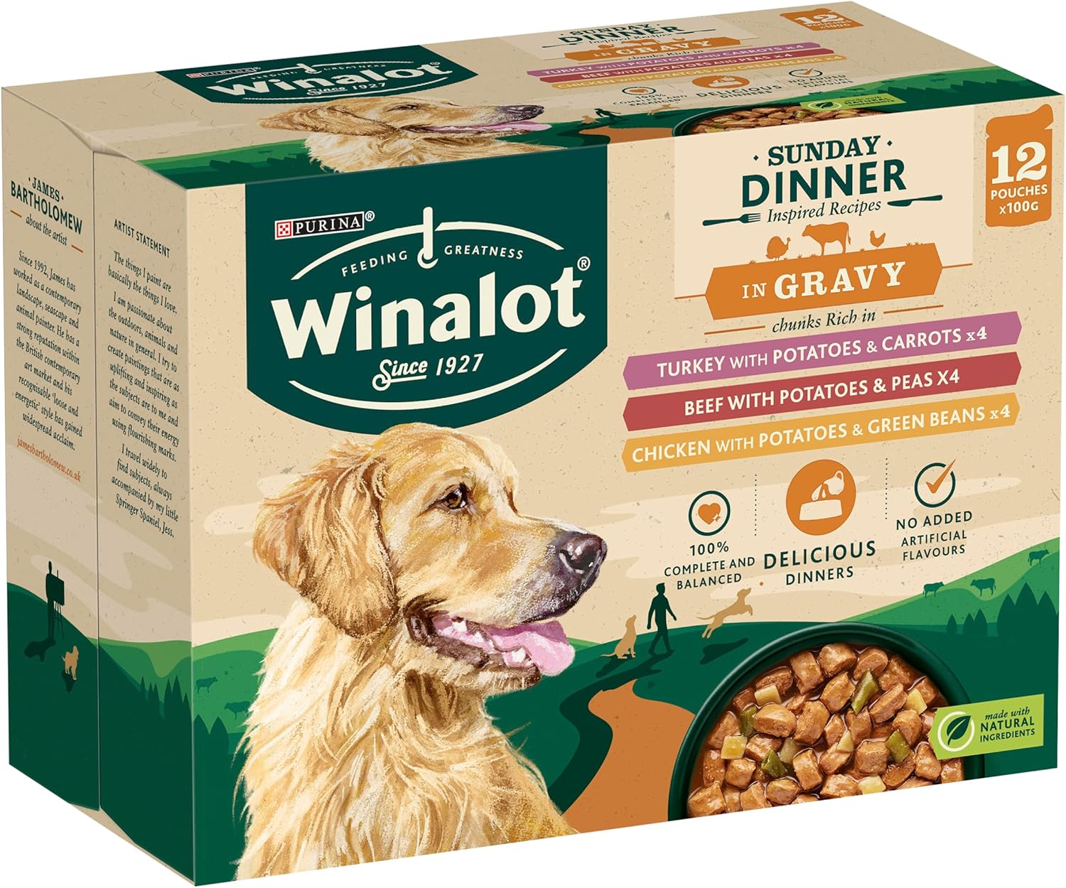 WINALOT Sunday Dinner Mixed in Gravy Dog Food 12x100g (Pack of 4)