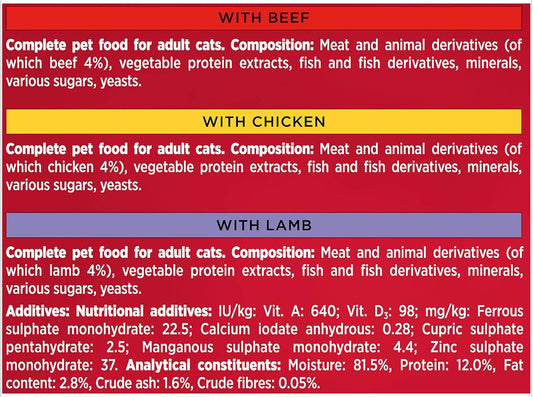 GOURMET Mon Petit Meaty Variety Beef, Chicken, Lamb Wet Cat Food 6x50g (Pack of 1)