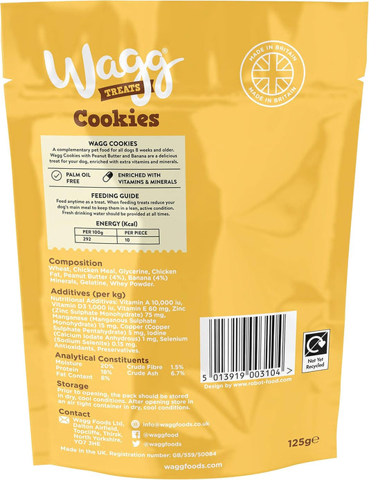 Wagg Cookie Treats Peanut Butter & Banana 125g (Pack of 7)