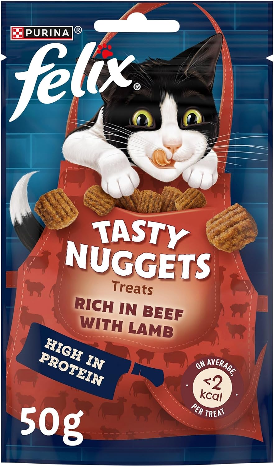 FELIX Tasty Nuggets Beef & Lamb Cat Treats 50g (Pack of 8)