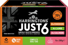 Harringtons Just 6 Wet Dog Food Multi Pack Trays 16 x 380g (Pack of 1)