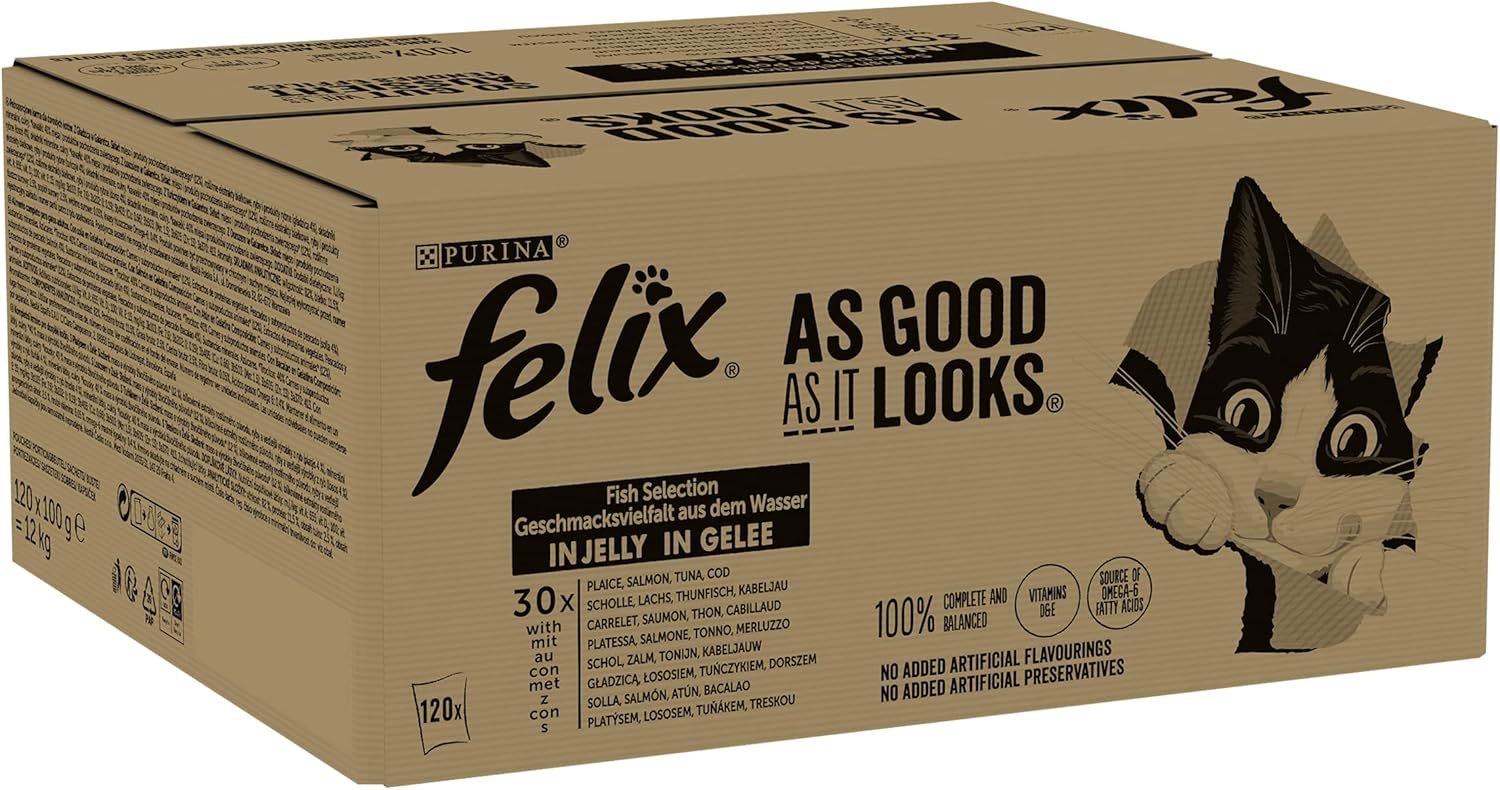 FELIX As Good As it Looks Ocean Feasts Wet Cat Food 12x100g (Pack of 4)