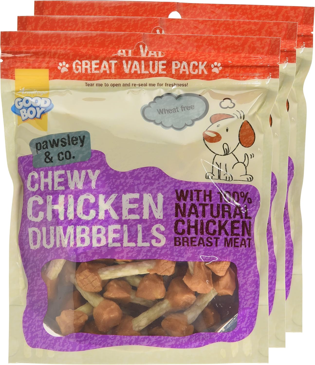 Good Boy Pawsley & Co. Chewy Chicken Dumbbells 350g(Pack of 4)