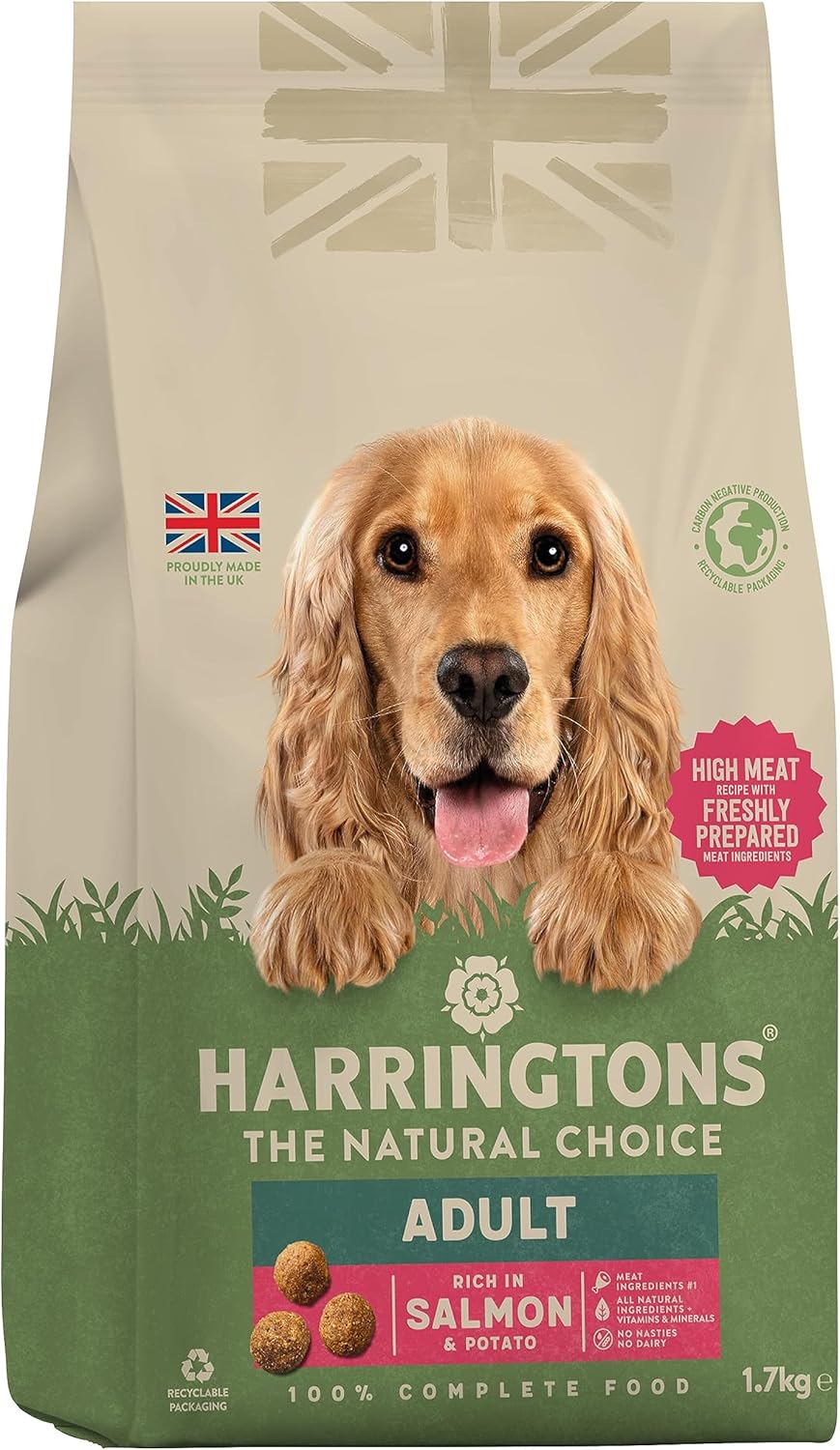 Harringtons Rich in Salmon & Potato Dry Adult Dog Food 1.7kg (Pack of 4)