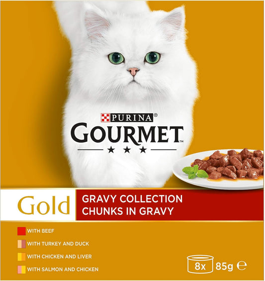 GOURMET Gold Chunks in Gravy Cat Food 8x85g (Pack of 1)