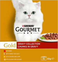 GOURMET Gold Chunks in Gravy Cat Food 8x85g (Pack of 1)