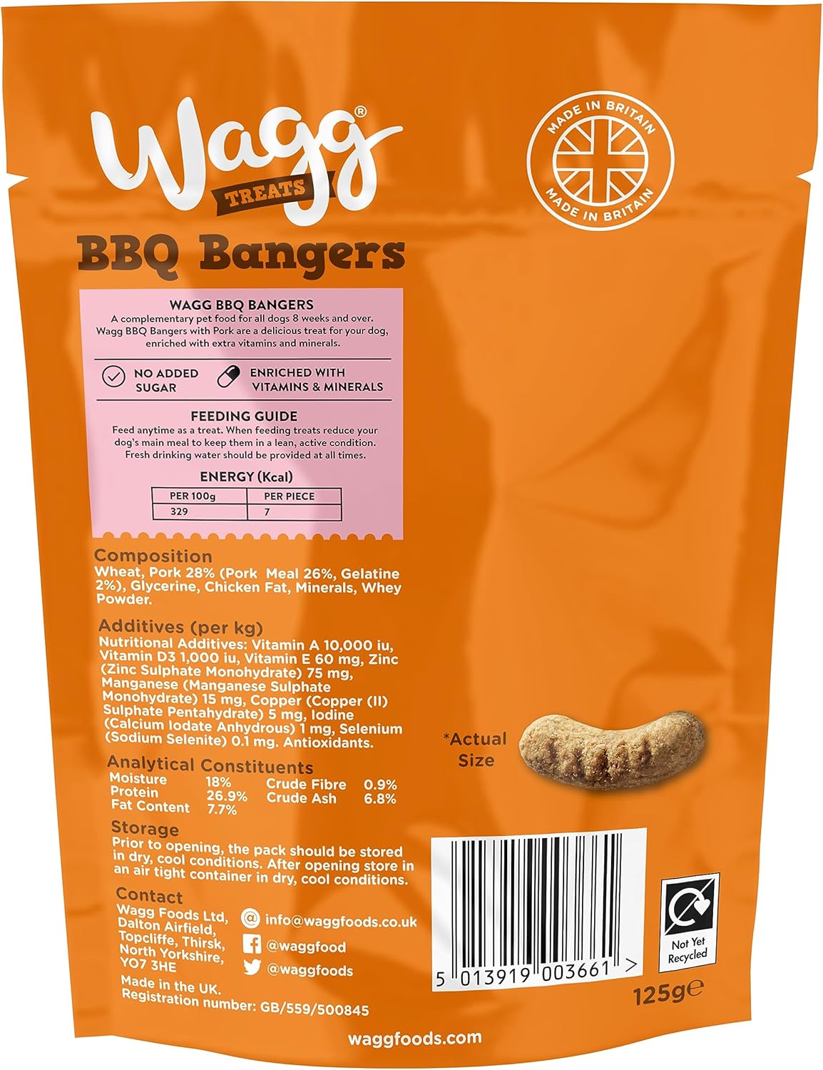 Wagg Treats BBQ Bangers 125g (Pack of 7) - Hungry Tails