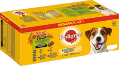 Pedigree Adult Wet Dog Food Pouches Mixed Selection with Vegetables in Gravy Mega Pack 40 x 100g (Pack of 1)