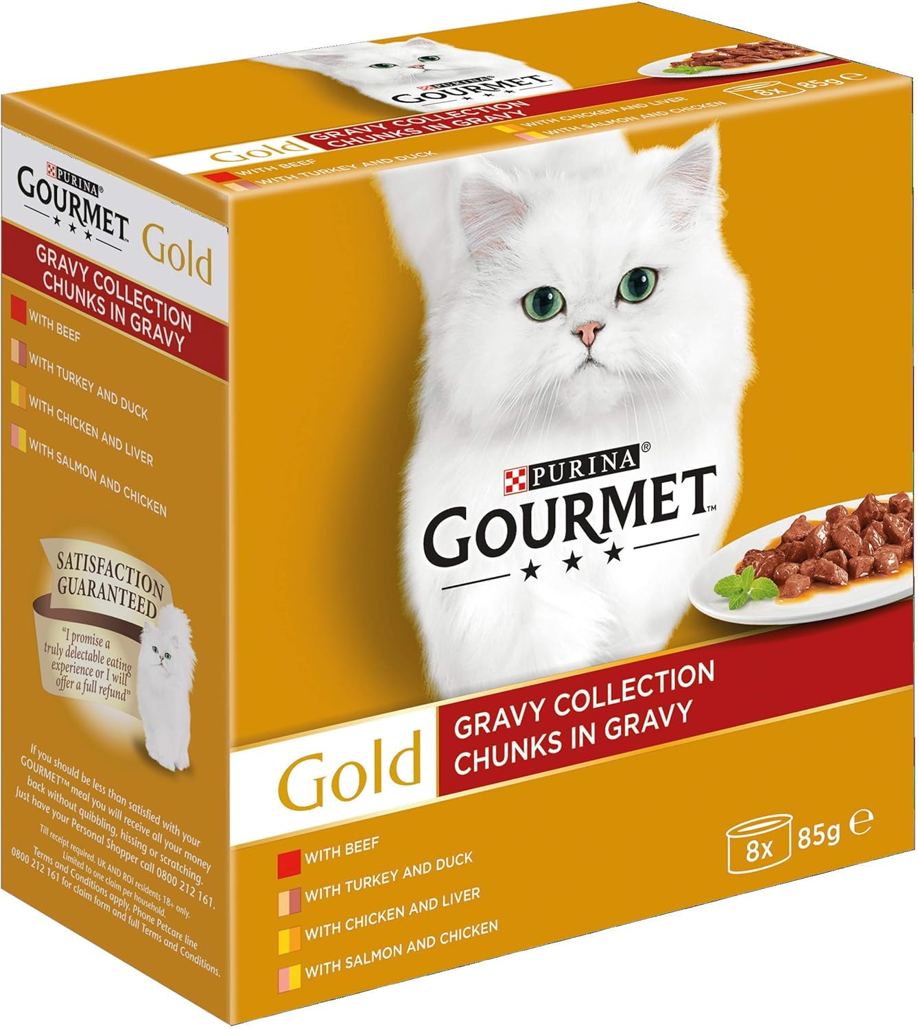 GOURMET Gold Chunks in Gravy Cat Food 8x85g (Pack of 1)