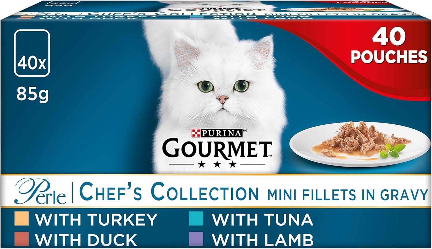 GOURMET Perle Chef's Collection in Gravy Cat Food 40x85g (Pack o f 1)