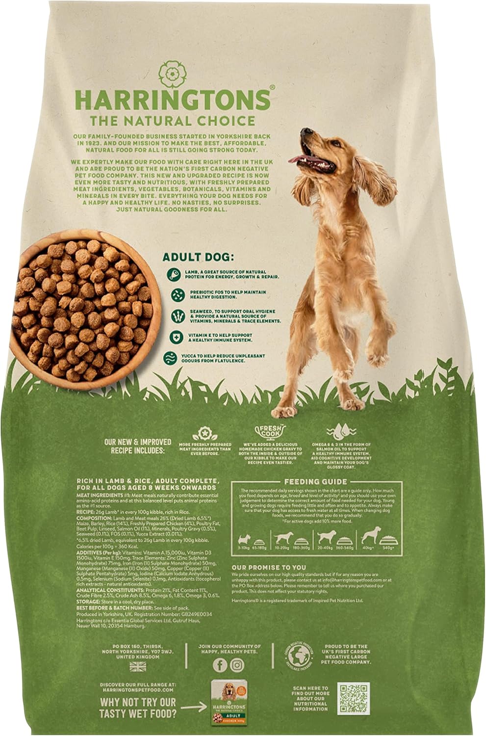 Harringtons Lamb & Rice Active Working Dog Food 15kg (Pack of 1)