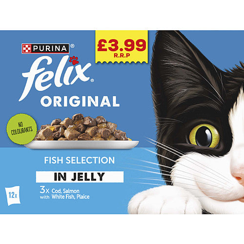 FELIX Original Fish Selection in Jelly Cat Food 12x85g (Pack of 4)