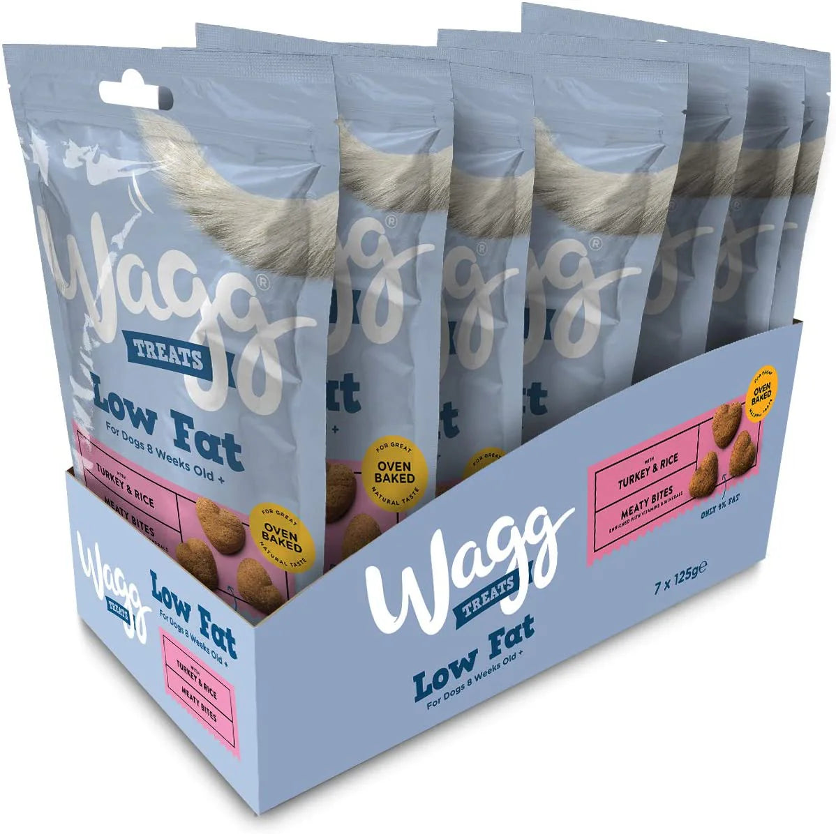 Wagg Low Fat Treats Turkey & Rice 125g (Pack of 7) - Hungry Tails