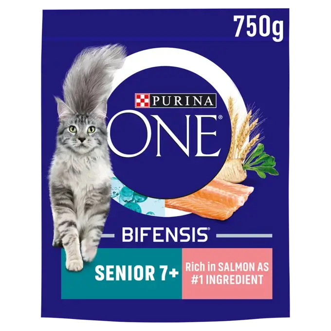 PURINA ONE Senior 7+ Salmon Dry Cat Food 2.8kg(Pack of 4)