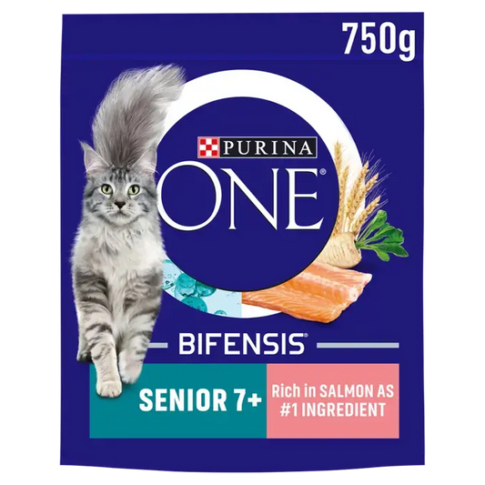 PURINA ONE Senior 7+ Salmon Dry Cat Food 2.8kg (Pack of 4)