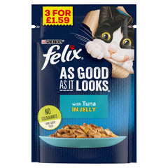 FELIX As Good As it Looks Tuna in Jelly Cat Food 100g (Pack of 20) - Hungry Tails