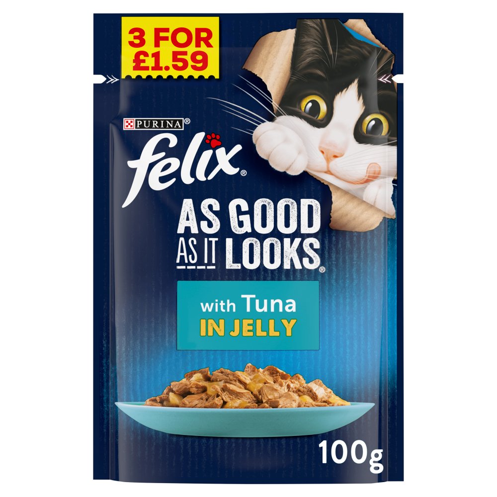 FELIX As Good As it Looks Tuna in Jelly Cat Food 100g (Pack of 20) - Hungry Tails