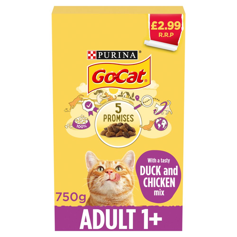 GO-CAT Chicken and Duck Dry Cat Food 750g (Pack of 5)