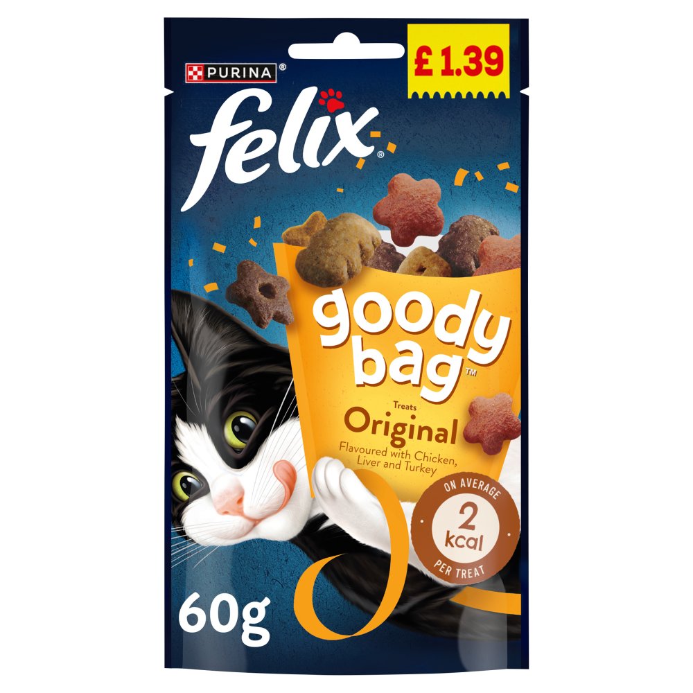 FELIX Goody Bag Original Chicken, Liver and Turkey Cat Treats 60g (Pack of 8) - Hungry Tails