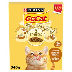 GO-CAT Chicken and Turkey Dry Cat Food 340g (Pack of 6)