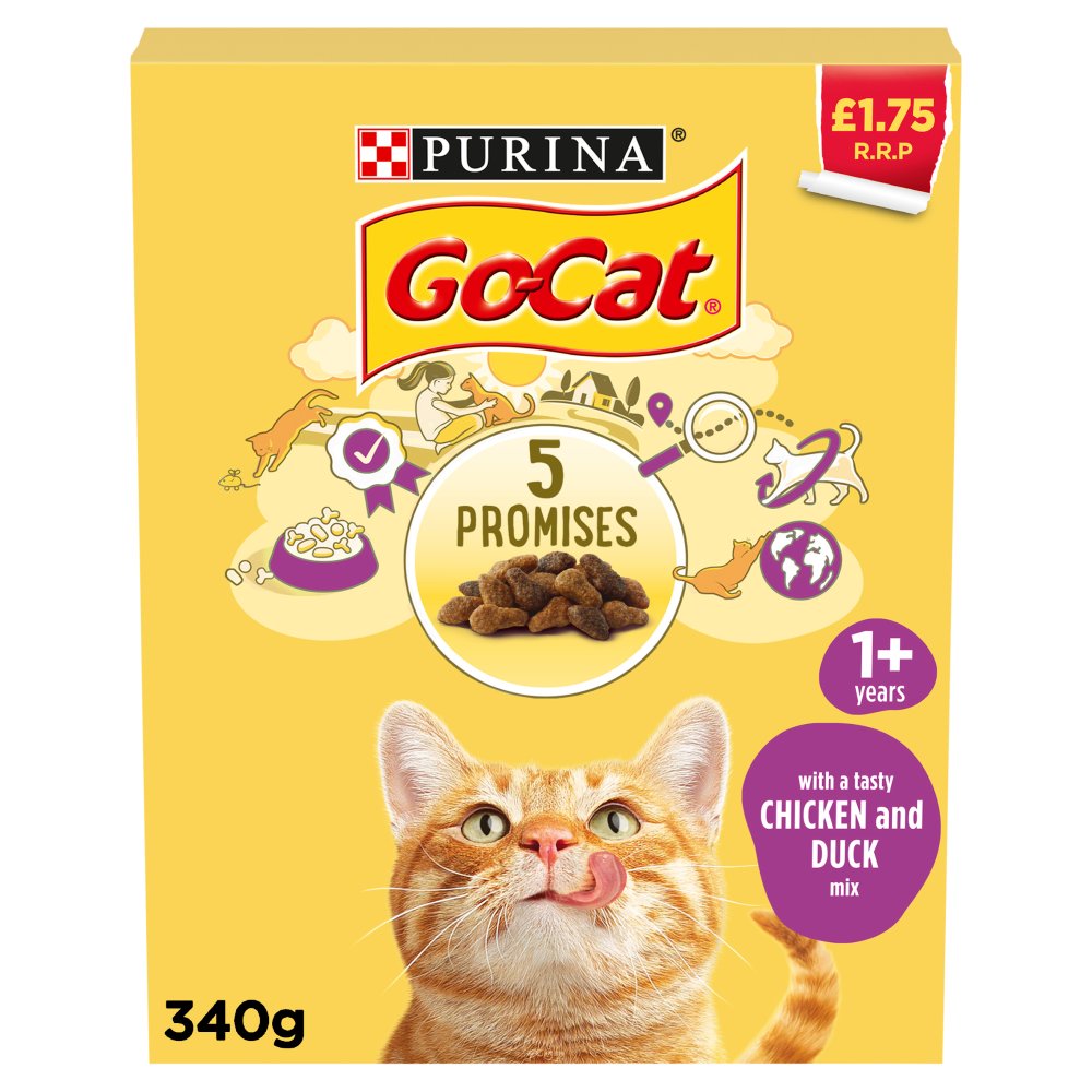 GO-CAT Chicken and Duck Dry Cat Food 340g (Pack of 6)