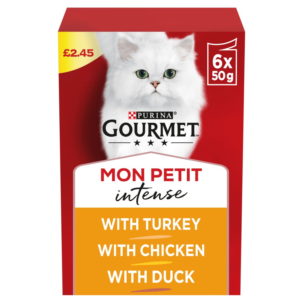 GOURMET Mon Petit Meaty Variety Duck, Chicken, Turkey Wet Cat Food 6x50g (Pack of 8) - Hungry Tails