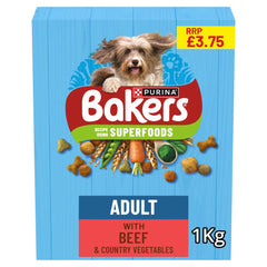 BAKERS Beef with Vegetables Dry Dog Food 1kg PMP(Pack of 5) - Hungry Tails