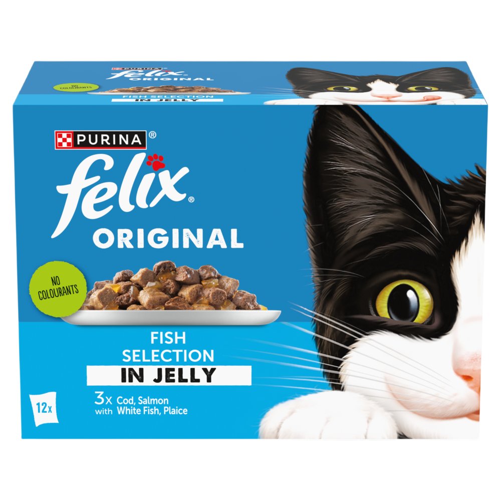 FELIX Original Fish Selection in Jelly Cat Food 12x85g (Pack of 4)