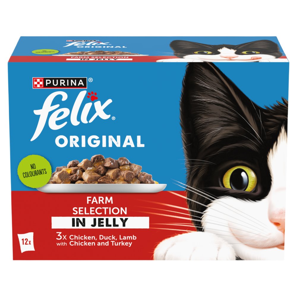 FELIX Original Farm Selection in Jelly Cat Food 12x85g (Pack of 4)