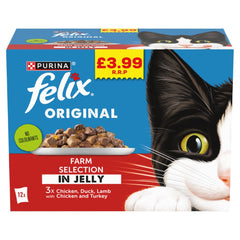 FELIX Original Farm Selection in Jelly Cat Food 12x85g PMP (Pack of 1)