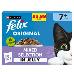 FELIX Original Senior 7+ Mixed Selection in Jelly Cat Food 12x85g (Pack of 4)