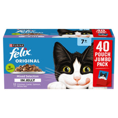 FELIX Original Senior 7+ Mixed Selection in Jelly Cat Food 40x85g (Pack of 1)