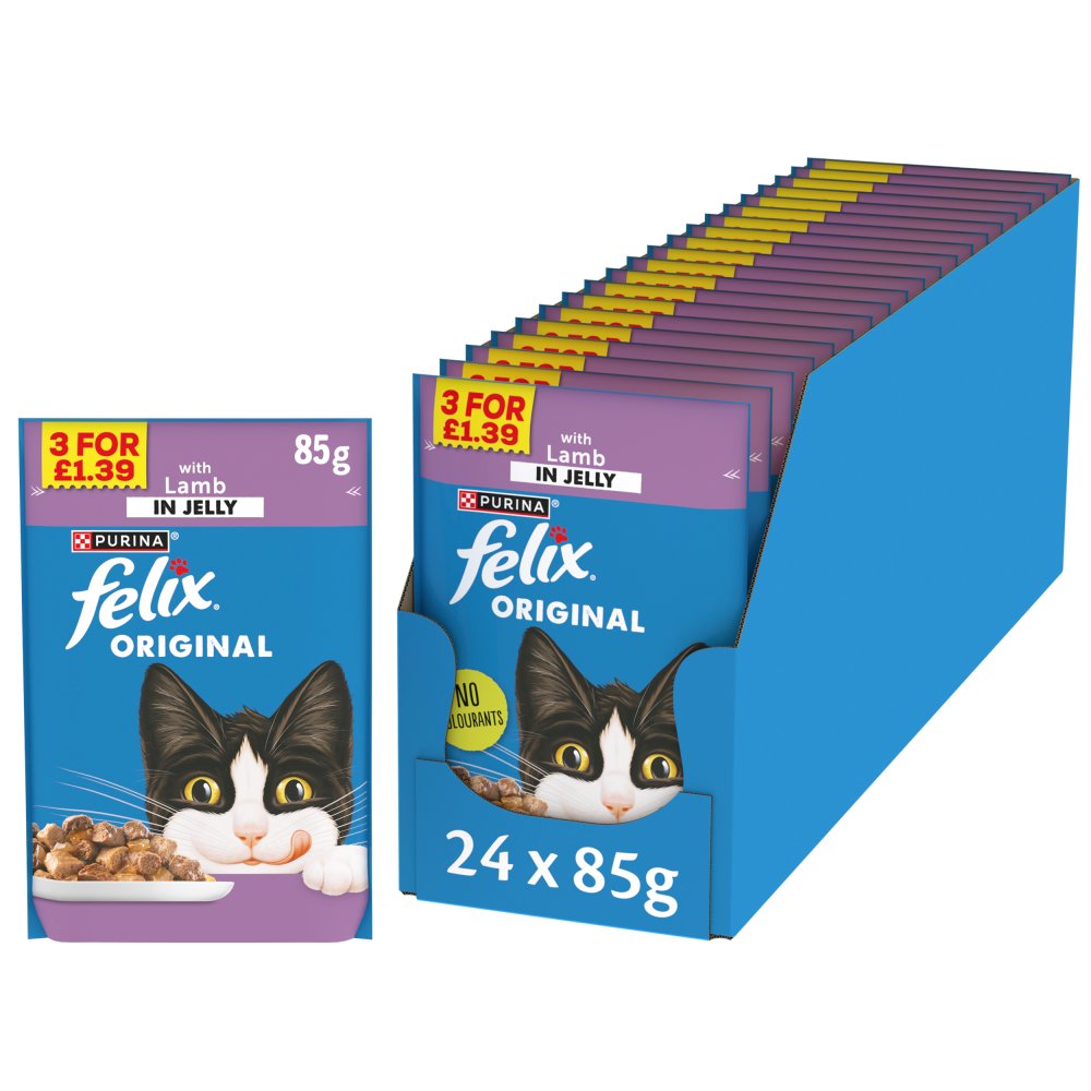 Felix Original Lamb in Jelly Cat Food 85g (Pack of 24)