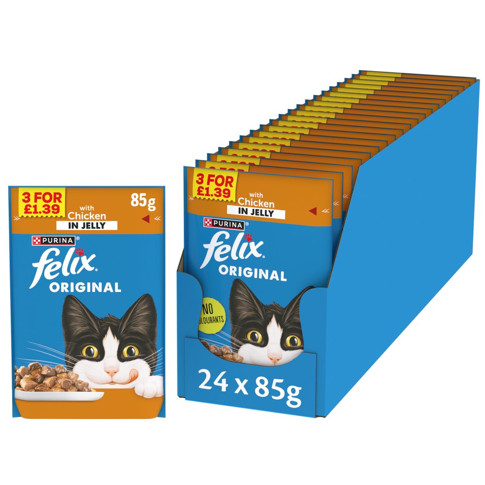 FELIX Original Chicken in Jelly Cat Food 85g (Pack of 24) - Hungry Tails