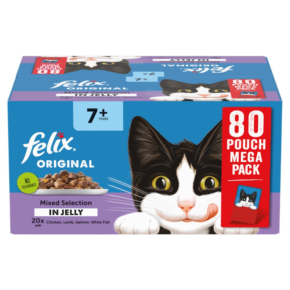 FELIX Original Senior 7+ Mixed Selection in Jelly Cat Food 80x85g (Pack of 1)