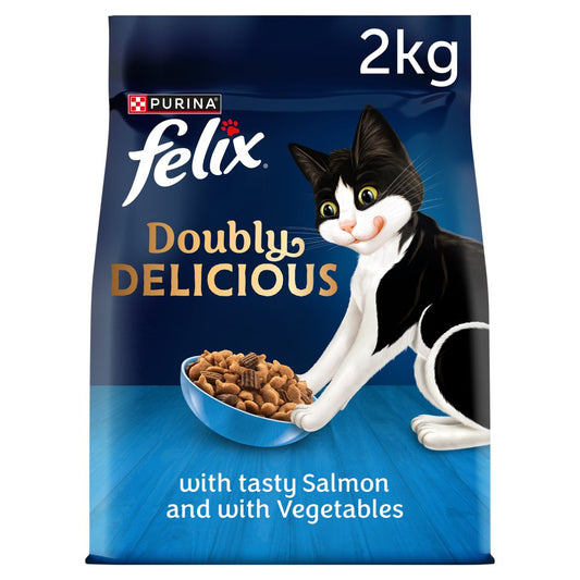 Felix Doubly Delicious Salmon & Vegetables Dry Cat Food 2kg (Pack of 5)
