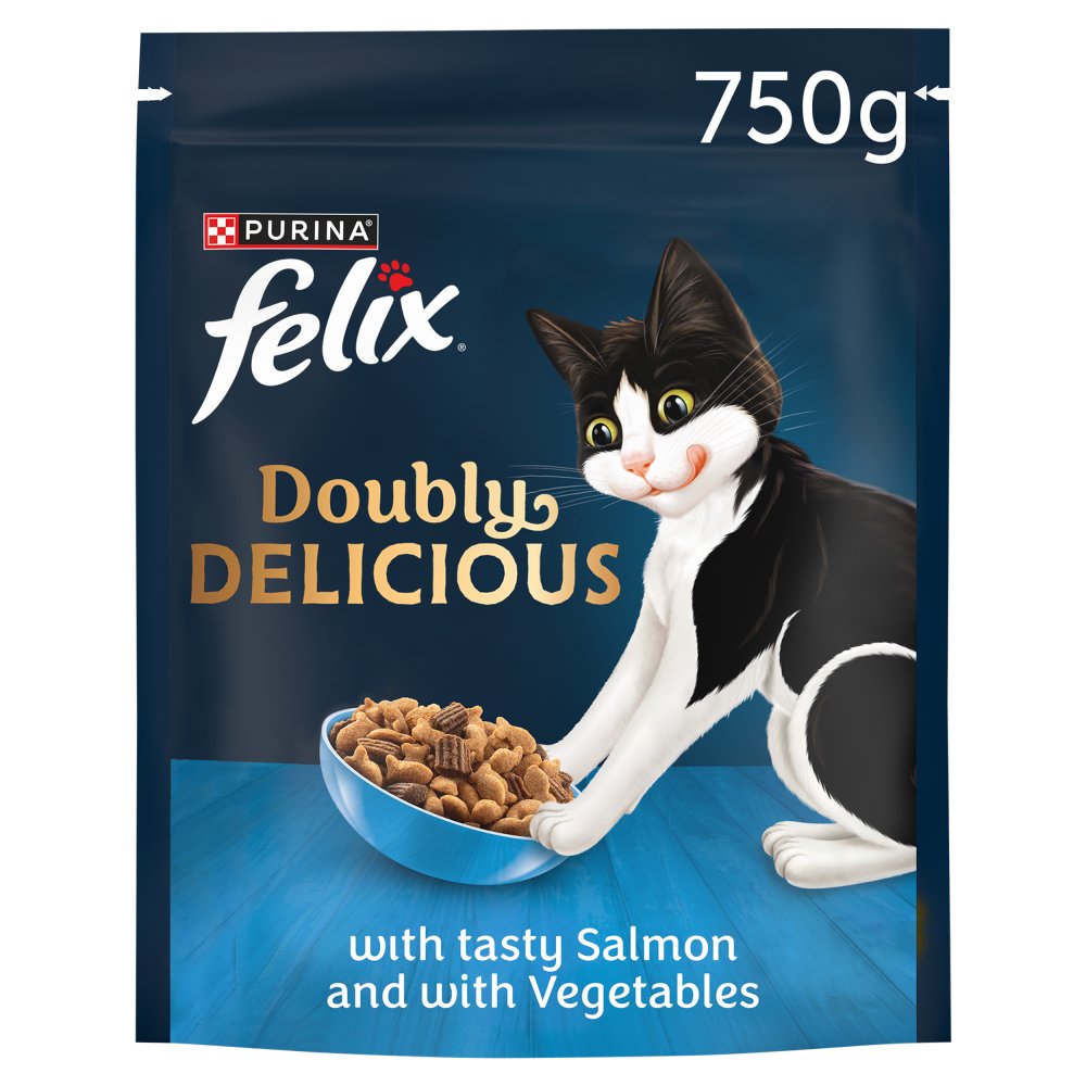 Felix Doubly Delicious Salmon & Vegetables Dry Cat Food 750g (Pack of 4) - Hungry Tails