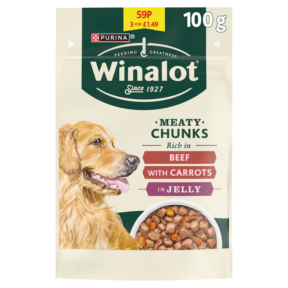 WINALOT Meaty Chunks in Jelly Beef 100g (Pack of 20) - Hungry Tails