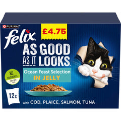 Felix Ocean Feast Selection in Jelly 12 x 100g (1.2kg) (Pack of 4)